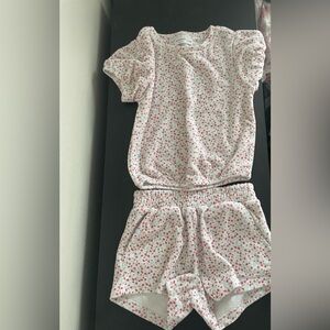 Minnow Floral Pink and White Kids Coordinating Set Toddler Girl 3-4T